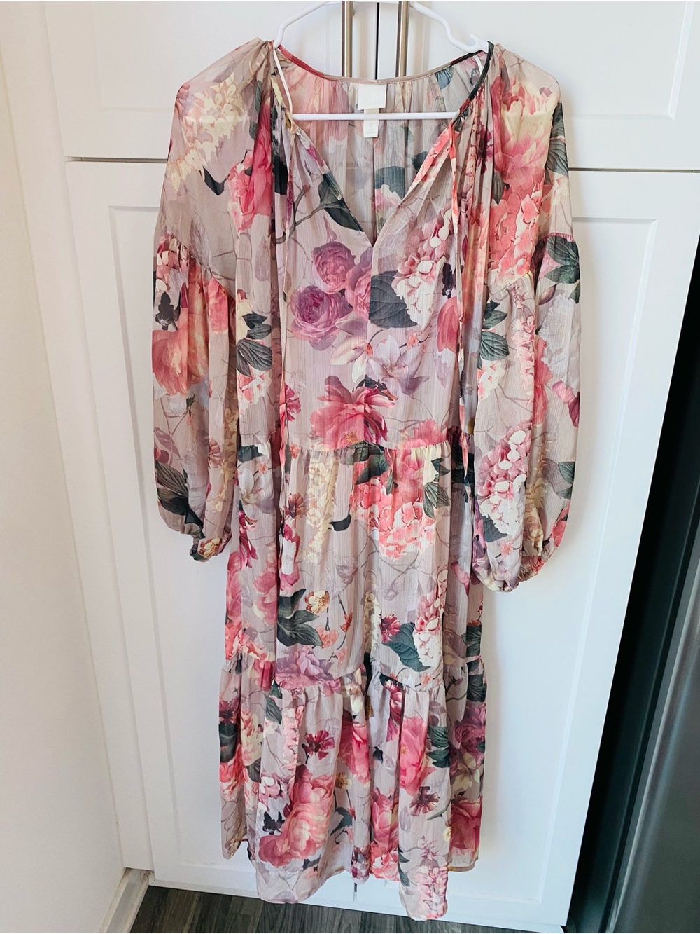 H&M womens small floral chiffon maxi slip dress oversized